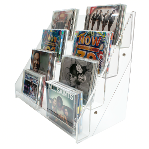 Acrylic Card Display - 4 Tiered - 400mm Wide Counter Standing (DS42/400)