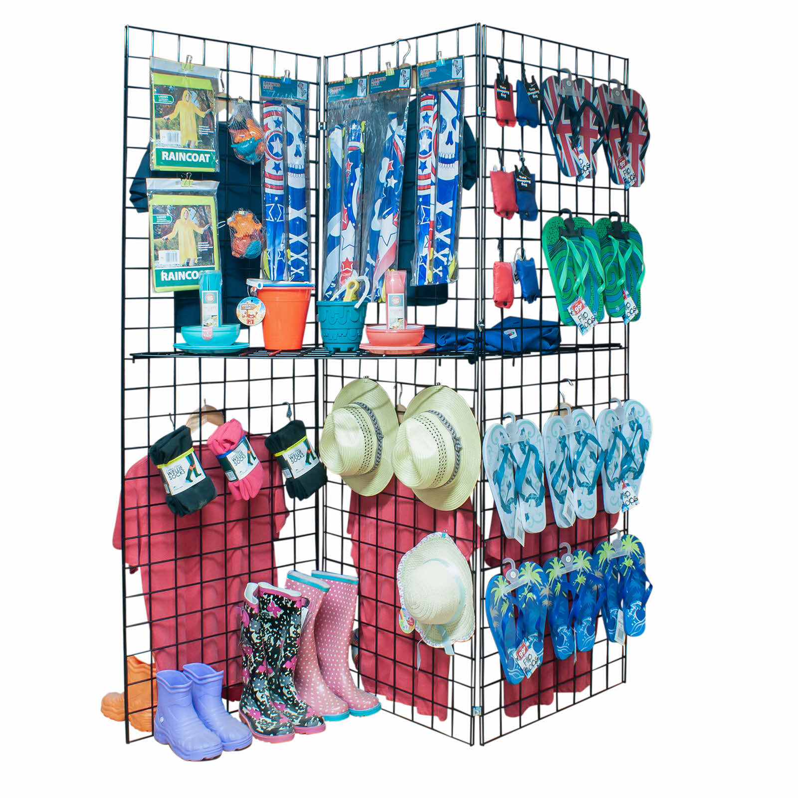 Grid Panel - 3 Panel Zig Zag Freestanding Shelving Display in Black Retail Shop Fittings (E3J22A-BLK) 