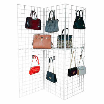 Grid Panel - 3 Panel Zig Zag Freestanding Shelving Display in White Retail Shop Fittings (E3J22A-W) 
