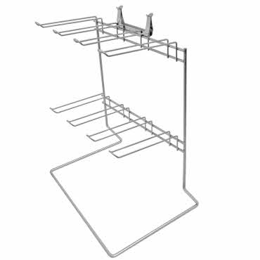 Counter Hook Stand - 6 Fixed Hooks - POS Display in Silver (K9B)