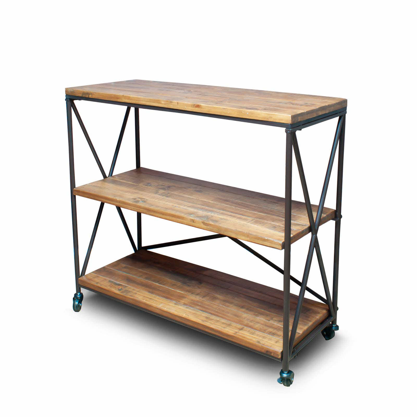 Table - Industrial Style 3 Shelf Home Retail Shelving Trolley Unit on Wheels (DI1)