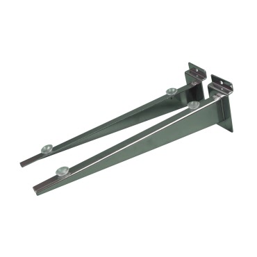 Slatwall Shelf Brackets in Chrome - Sold in Pairs - For Wood or Acrylic Shelves - 3 Sizes (J95/J96/J97)