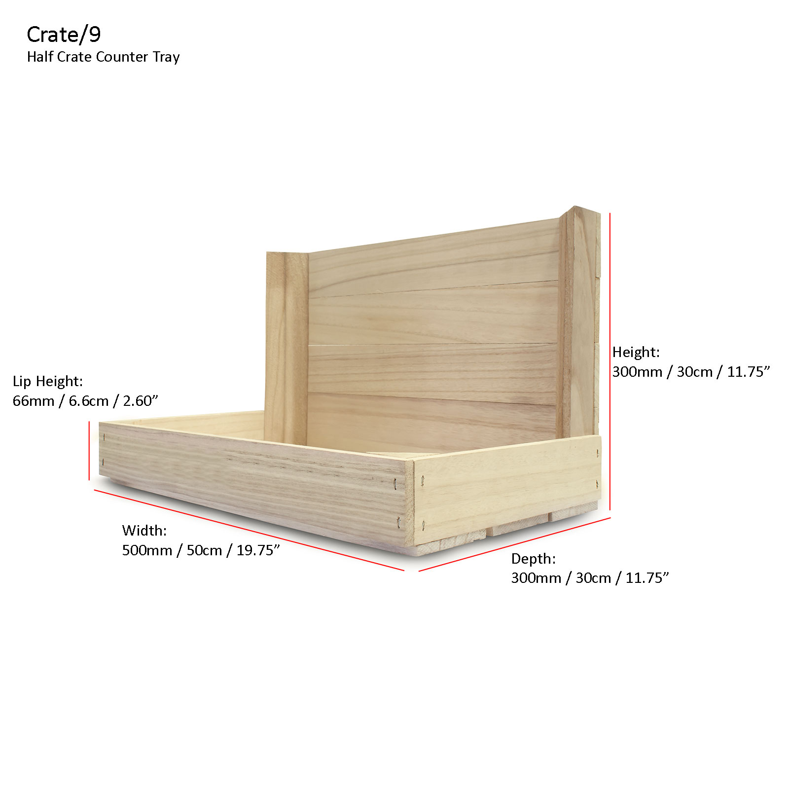 Bushel Box Wooden Crate for Storage & Display (CRATE/HANDLE)