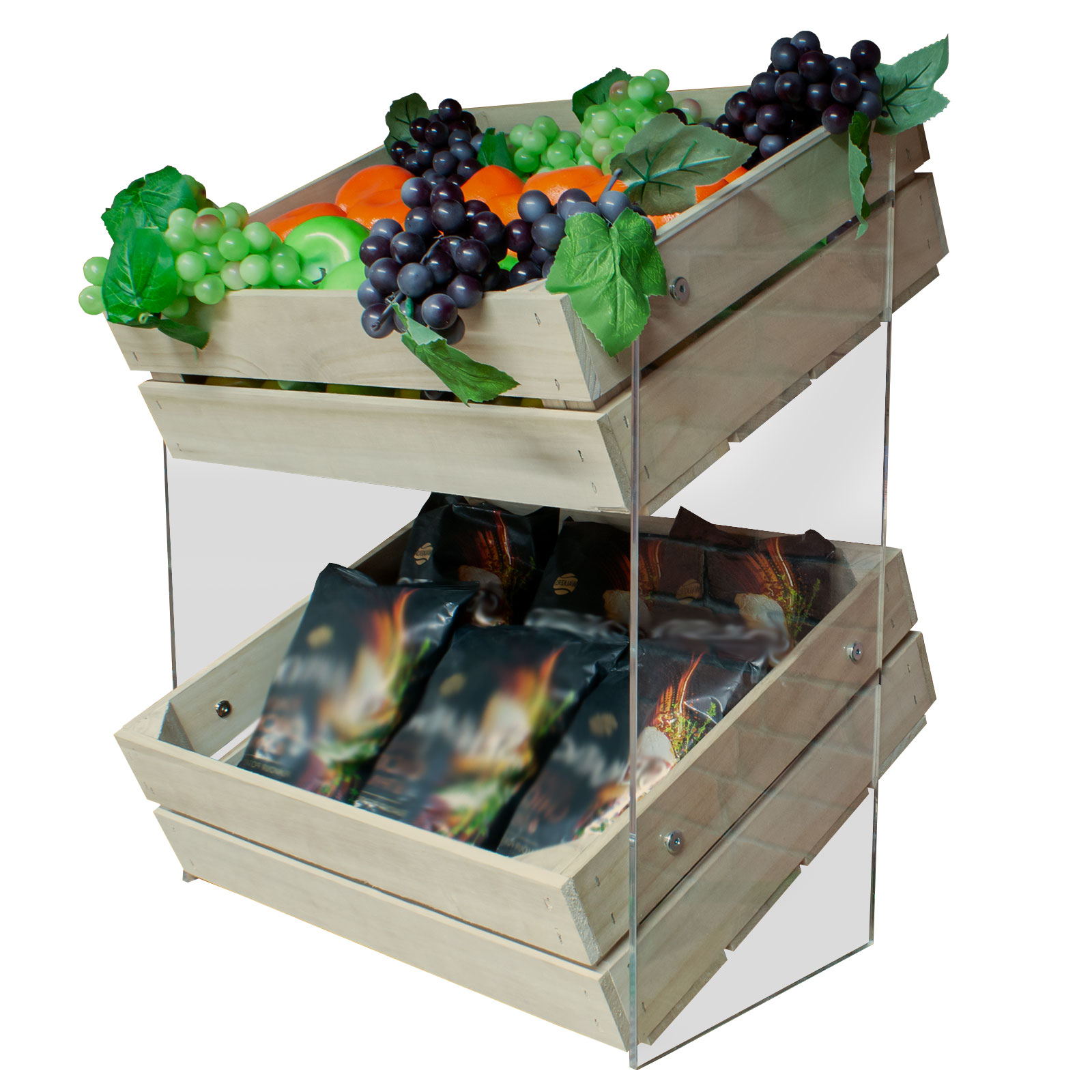 Half Crate 2 Tier Counter Stand With Acrylic Legs (CRATE/T2)