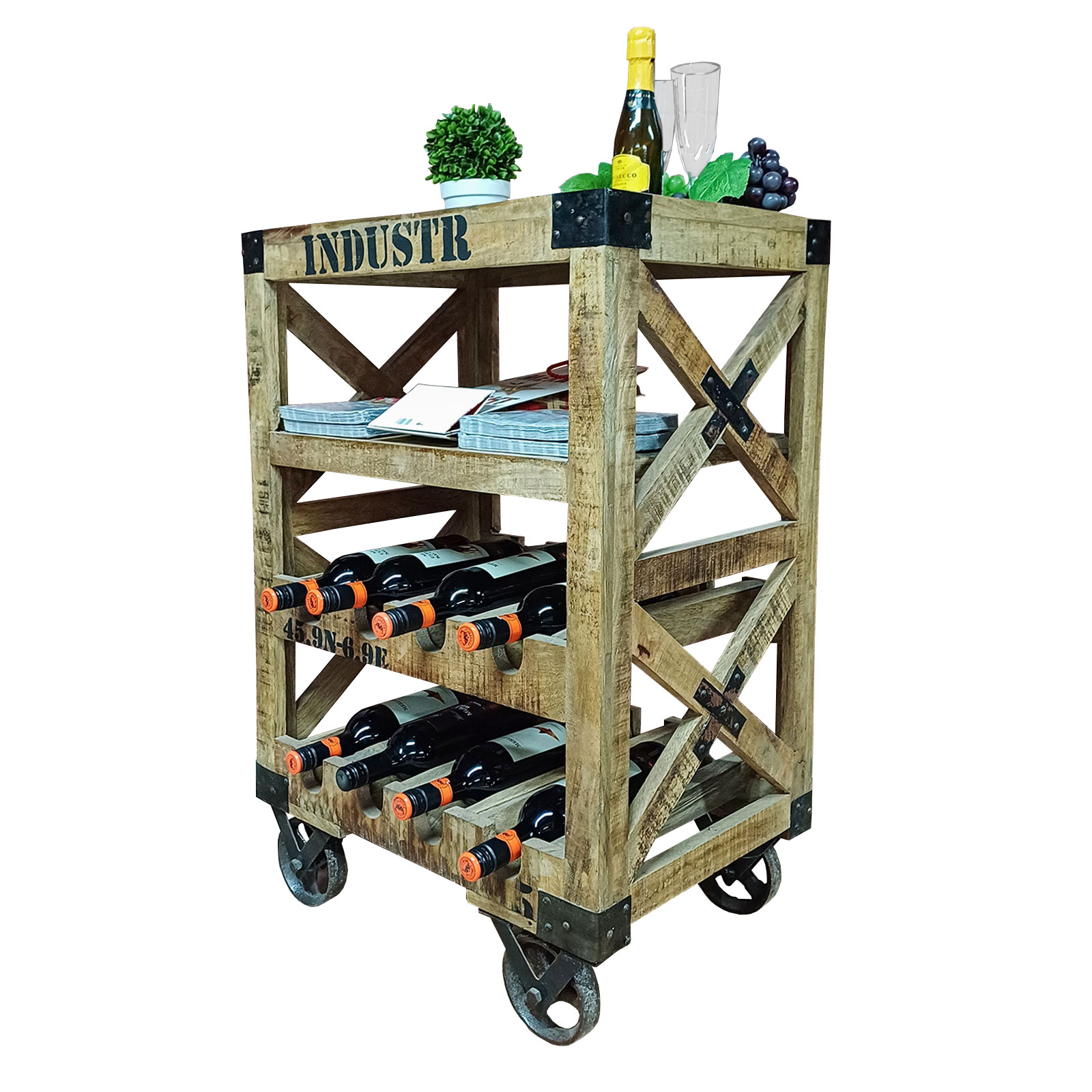 DI12 Rustic Wine Trolley