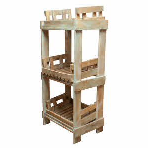 Rustic Reclaimed Display Rack with 3 Removable Trays for Shop, Retail & Kitchen (BK8X)