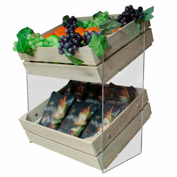 Half Crate 2 Tier Counter Stand With Acrylic Legs (CRATE/T2)